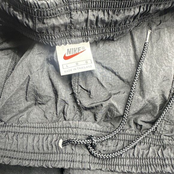 VTG Nike Track Pants Windbreaker Ankle Zip Unlined Mens Size L Black 90s Y2K - Picture 11 of 14